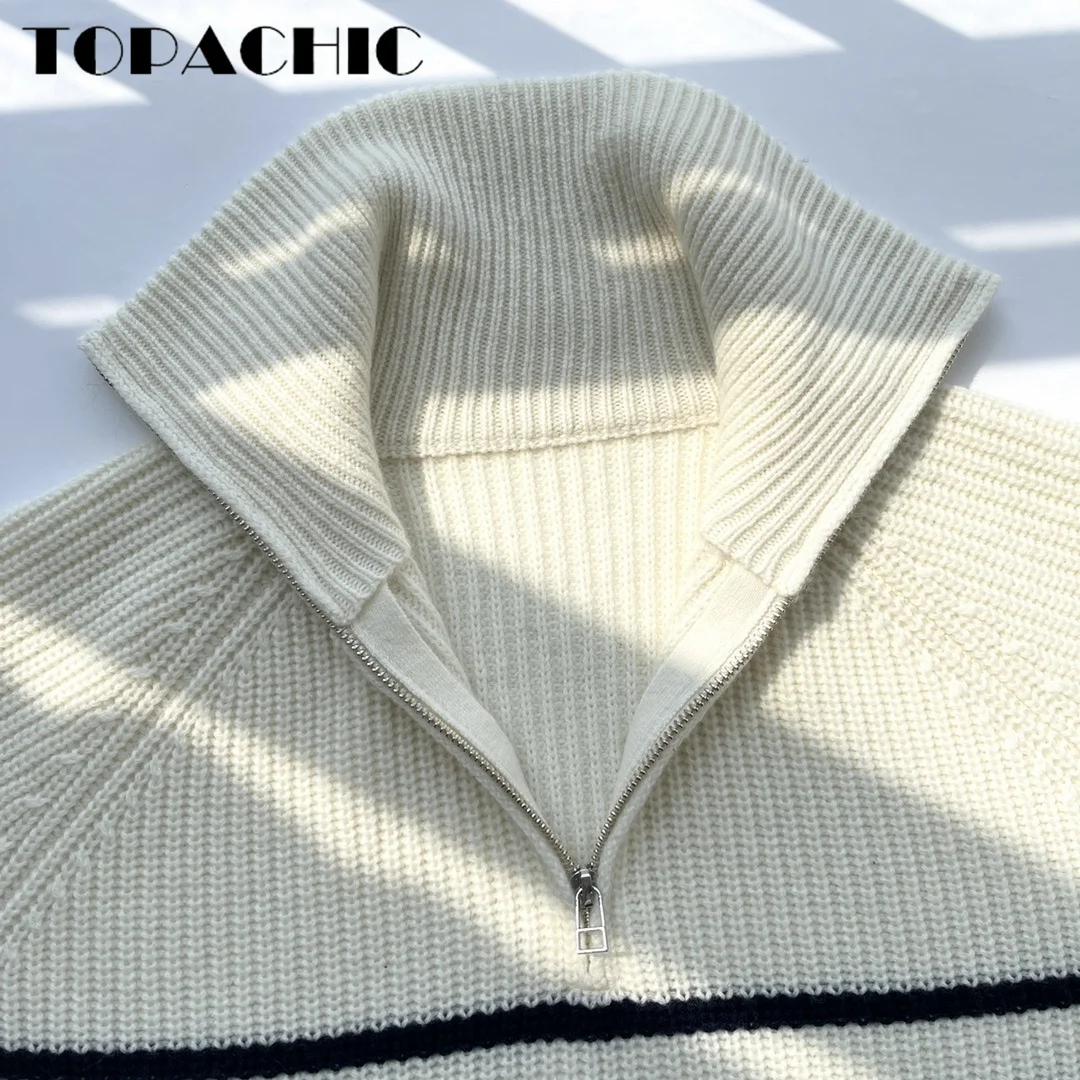 10.29 TOPACHIC-Женский 100% кашемировый вязаный свитер на молнии водолазка с воротником