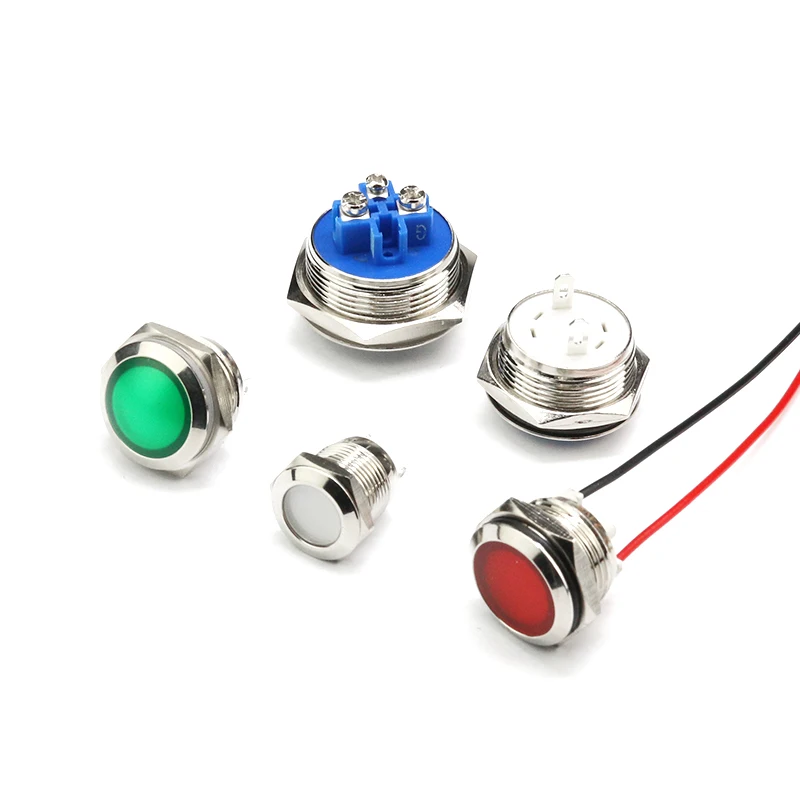 Металлический индикатор с шариковым носом 12/16/19/22 мм красный зеленый желтый синий