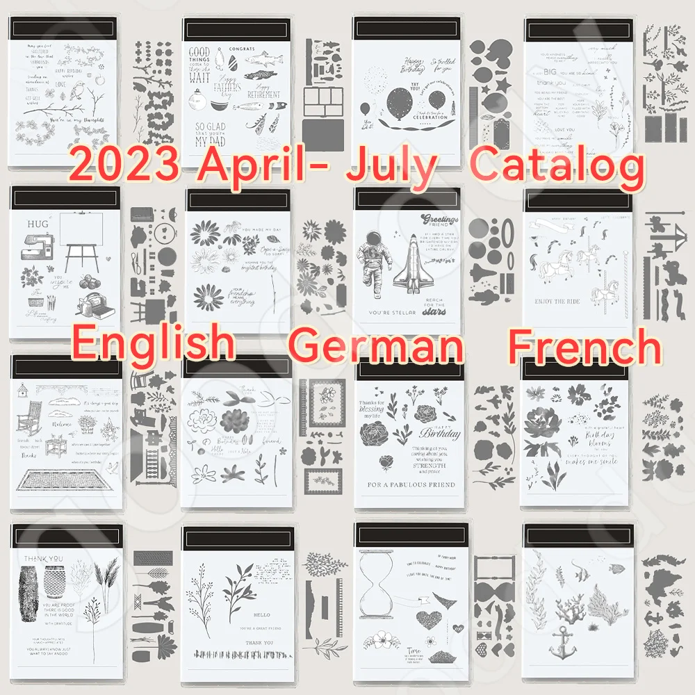 

2023 New Clear Stamps or Metal Cutting Dies Sets for DIY Craft Making Greeting Card Scrapbook Flowers Balloons Aircraft Vase