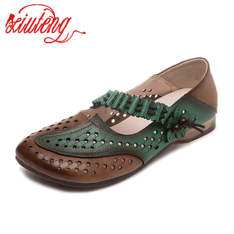 Xiuteng  Cowhide Women's Shoes Spring And Autumn Models 2022 Flat Shoe Bottom Mother Shoes Non-Slip Large Size Cow Leather Shoes