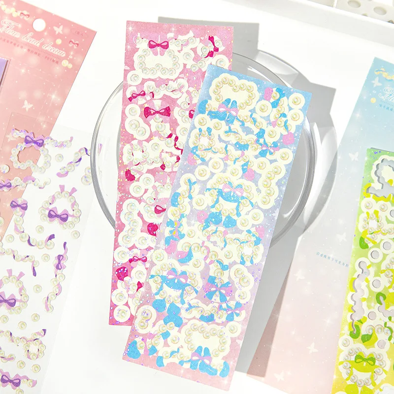 

1 Pcs DIY Floating Pearl Dream Series Sticker Stationery Phone Cup Decor Kids Self Adhesive Scrapbooking New