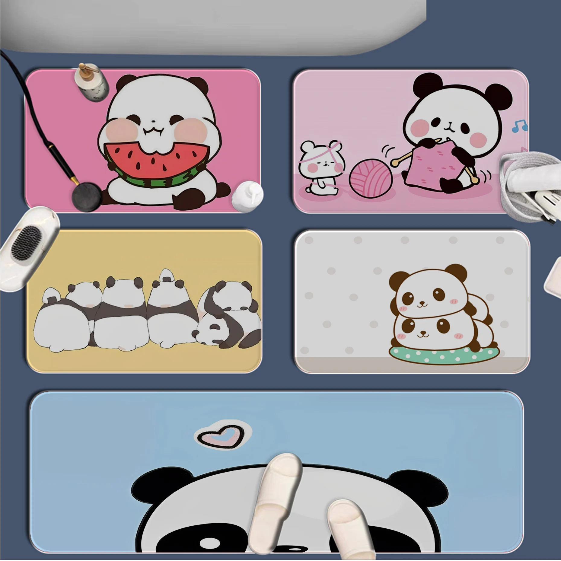 

Panda Entrance Door Mat Non-Slip Laundry Room Mat Laundry Decor Balcony Child Living Room Bedside Area Rugs