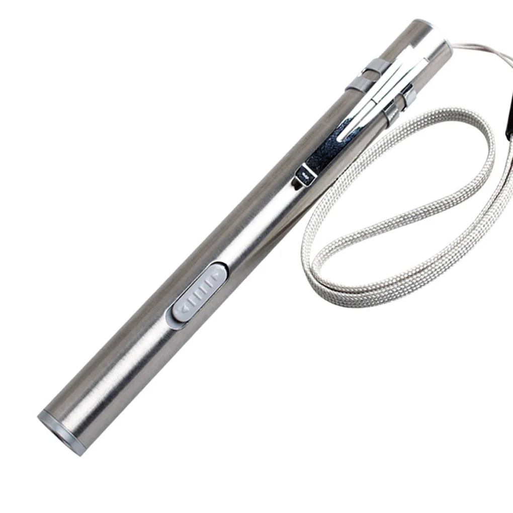 

USB Перезаряжаемый Фонарик в форме ручки, ручной фонарик из нержавеющей стали, ручка для активного отдыха, карманная ручка для дома