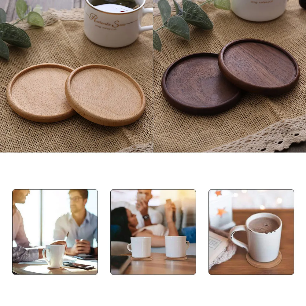 1pcs Multi Bamboo Tray Wood  Flower Pot Tray Cup Pad Coasters For Coffee Mug Cup Mats Succulents Pots Wooden Trays Base Coaster images - 6