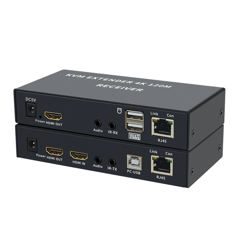 

4K 120m HDMI KVM Extender Via Cat5e Cat6 Rj45 Ethernet Cable Video Converter Transmitter Receiver Kit Support USB Keyboard Mouse