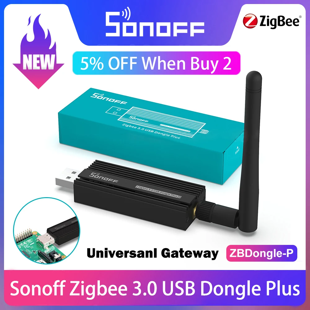 

SONOFF ZB Dongle Zigbee 3.0 USB ZBDongle Plus Universal ZigBee Gateway via ZHA or Zigbee2MQTT Support Sonoff ZBMINI S26R2ZB SNZB