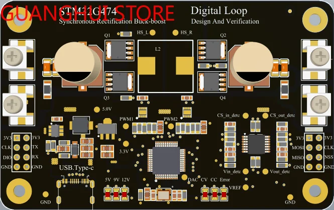 

STM 32g474 Digital Power Development Board, Step-up and Step-down Bidirectional Converter
