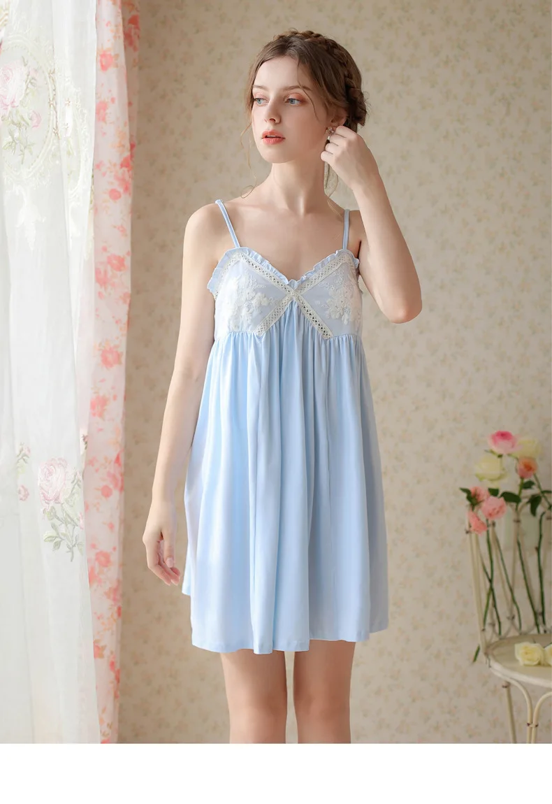

Женская ночная рубашка без рукавов, летняя Хлопковая пижама, сексуальная ночная рубашка, короткая ночная сорочка с вышивкой