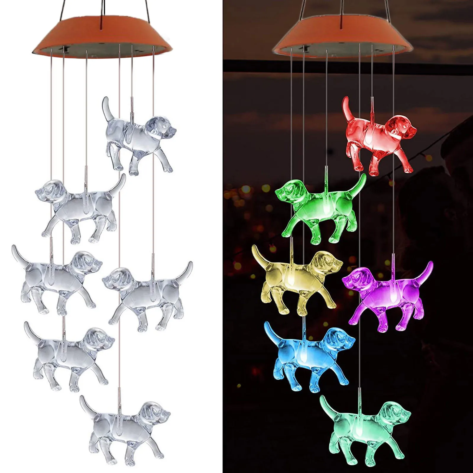 

Colorful Solar Power Wind Chime Light Led Decorative Dog Cat Waterproof Outdoor Decoration Light For Patio Yard Garden Outdoor