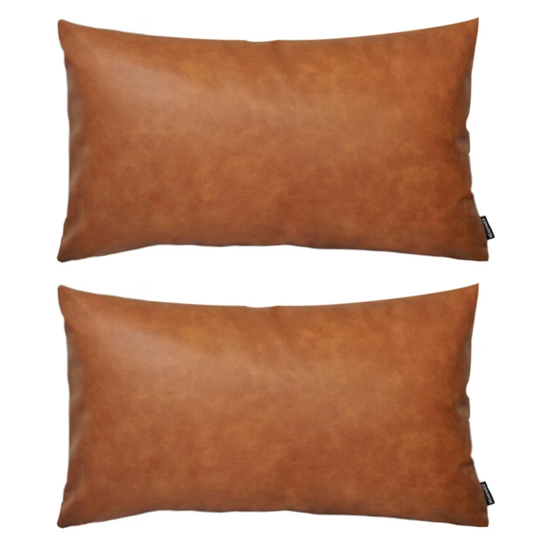 

2X Waist Pillowcase For Sofa Bed Sofa Decoration, Rectangular Decorative Cushion Cover Brown
