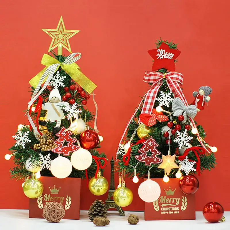 

Desktop Christmas Tree LED Star Treetop Artificial Mini Christmas Trees 45Cm/17.72Inch Mini Christmas Trees Party Decoration For