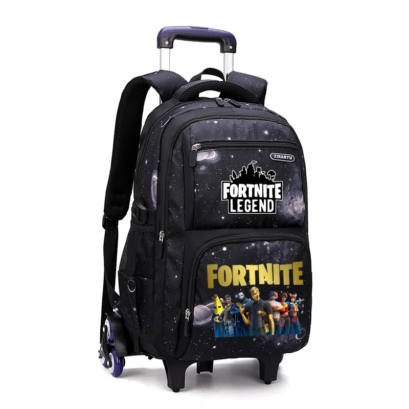 Фото Новый школьный рюкзак-тележка Fortnite: легкий, с дизайном для подъема по лестнице, водонепроницаемый, в стиле аниме, повседневная дорожная сумка, вместительный студенческий рюкзак №4