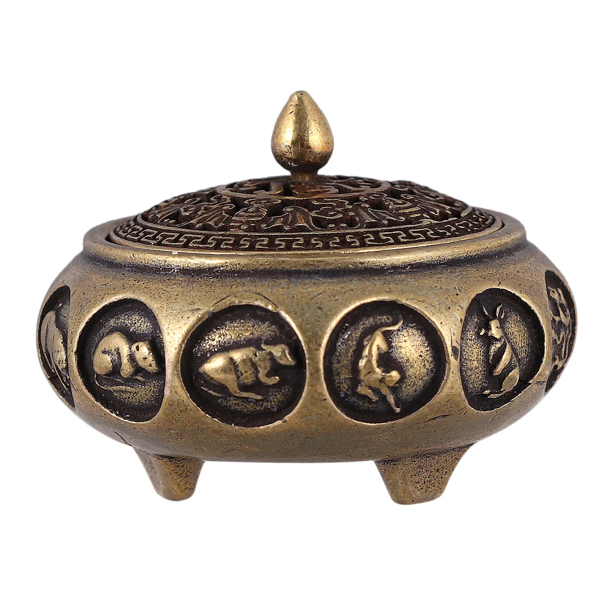 

Burner Censer Cone Ornament Bowl Feng Holder Shui Worship Brass Retro Home Copperstick Figurine Lid Vintage Setmetal Chinese