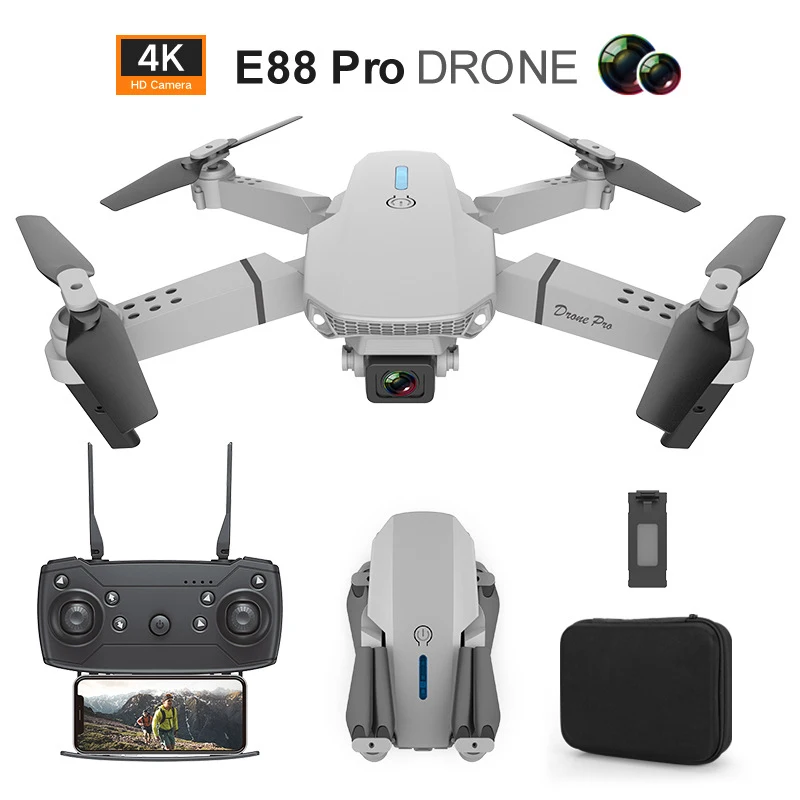 

Drone E88 Pro 4K HD Dual Camera WiFi FPV Professional RC Quadcopter Toys 360 ° roll One-click Detach