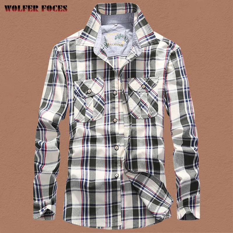 2022 Spring And Autumn Long-sleeved Shirt Men's Casual Large Size Loose Men's Cotton Plaid Shirt Thin Section Designer Clothes