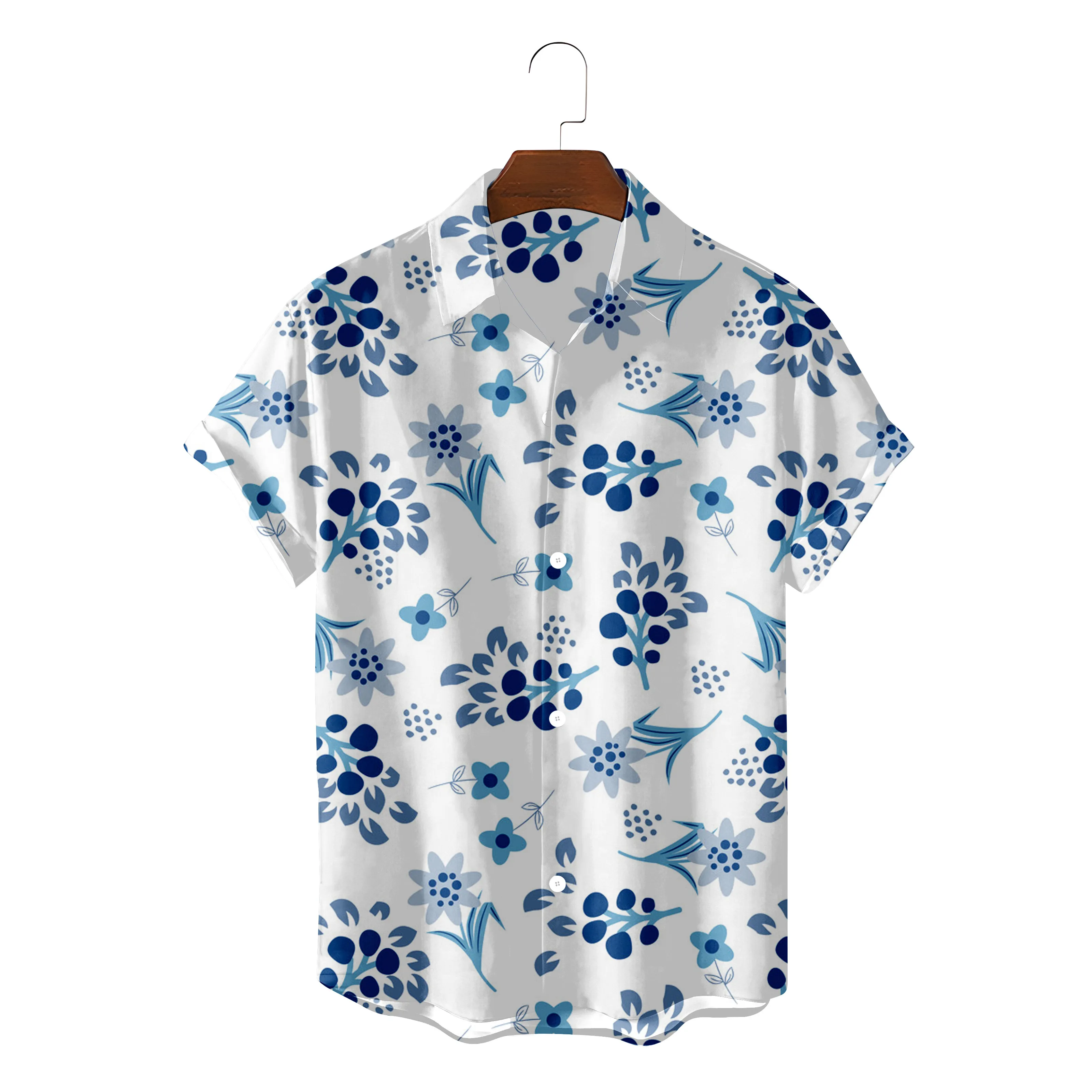 

Повседневная мужская гавайская рубашка, модная летняя пляжная одежда, блузки с рисунком листьев, рубашка на пуговицах, уличная одежда