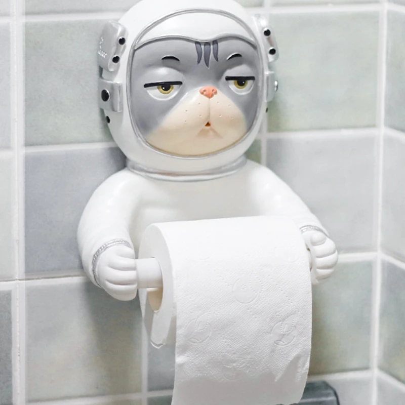 

Decorative Animal Toilet Paper Holder Towel Rack Wall Mounted Bathroom Kitchen Space Cat Roll Paper Holder Tissue Rack