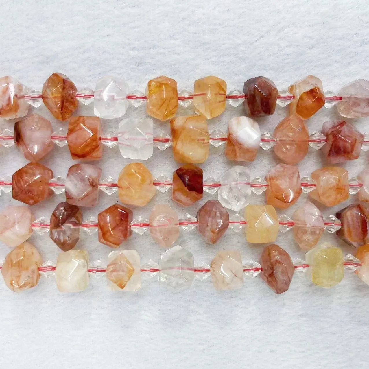 

Top Grade Natural Red Gum Flower Crystal Ghost Stone Beads Irregular Loose Section Quartz Colorful Gems For DIY Jewelry Making