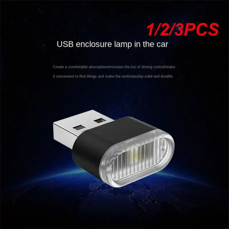 

1/2/3PCS Car Mini USB LED Atmosphere Lights Car Interior Neon Decorative Lamp Emergency Lighting Universal PC Portable Plug and