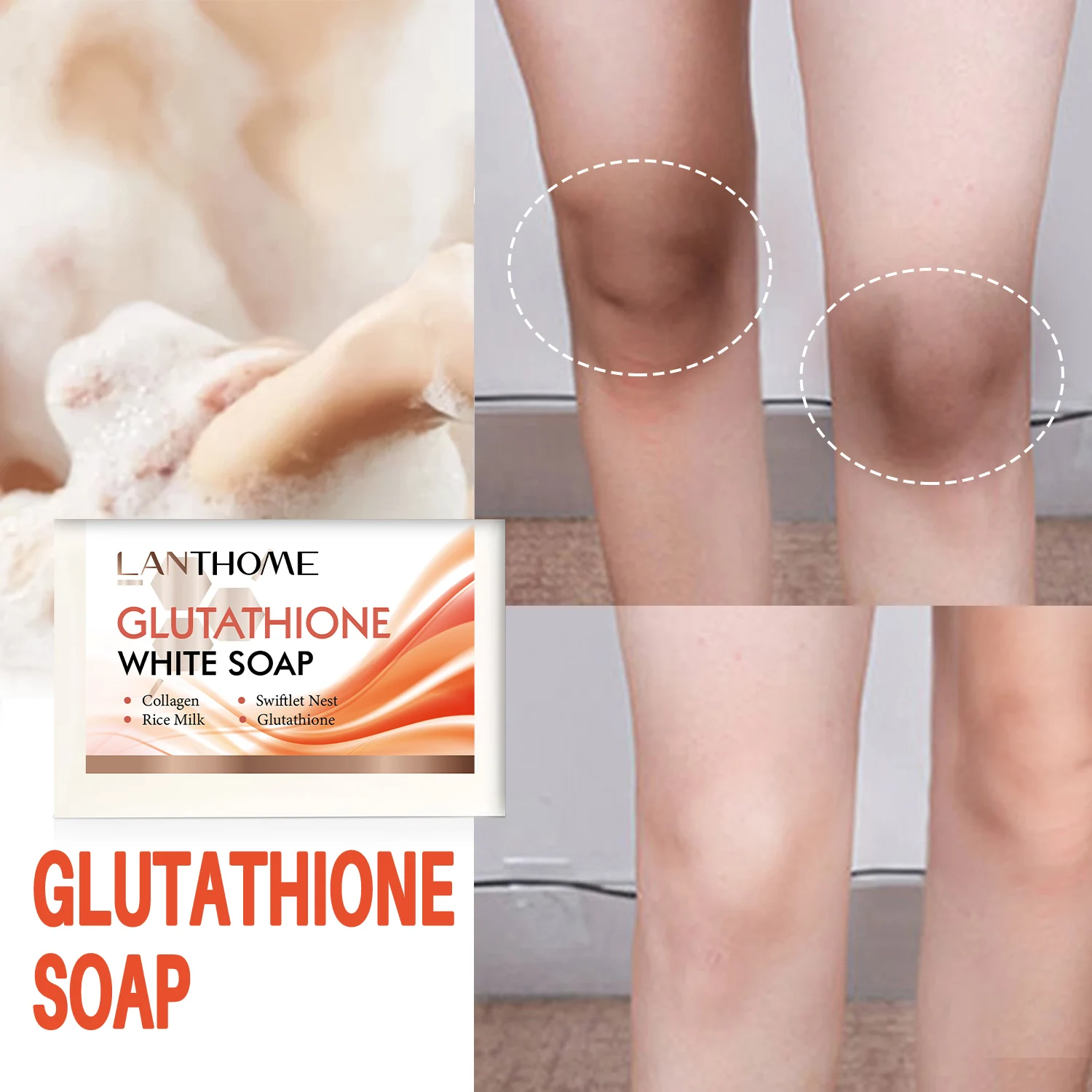 

100g Glutathione Handmade Whitening Soap Skin Lightening Soap Skin Bleaching Cleaning Soap Brightening Face Remove Dead Skin