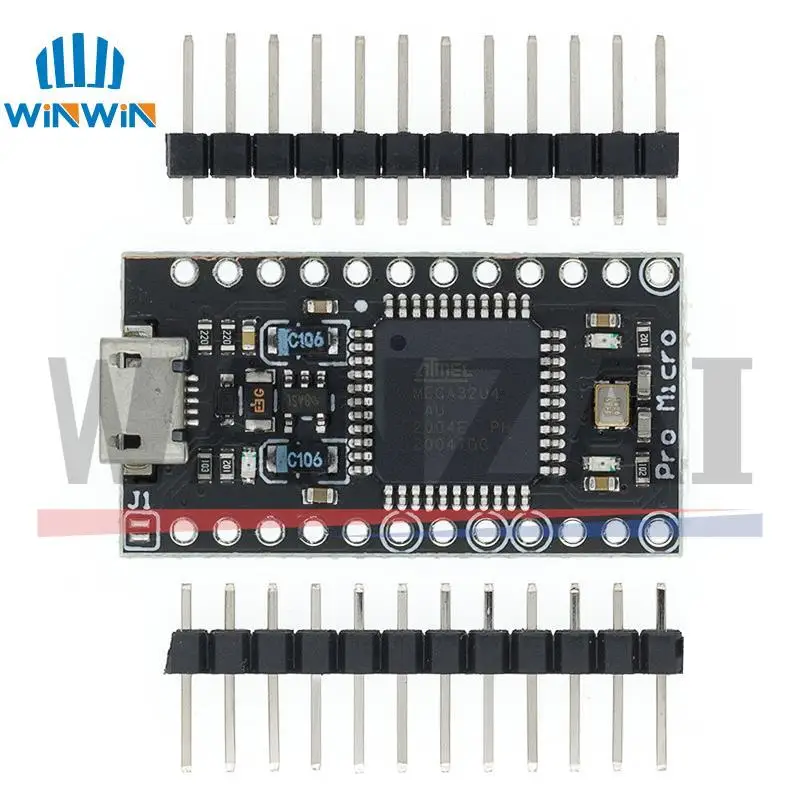 Модуль Mini/Type-C/Micro USB Pro Micro ATMEGA32U4 5 В/16 МГц с Загрузчиком для arduino 2-рядным штырьковым