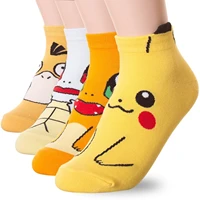 pokemon anime figures pikachu charmander squirtle psyduck cotton thin short straight socks adult sports socks birthday gifts