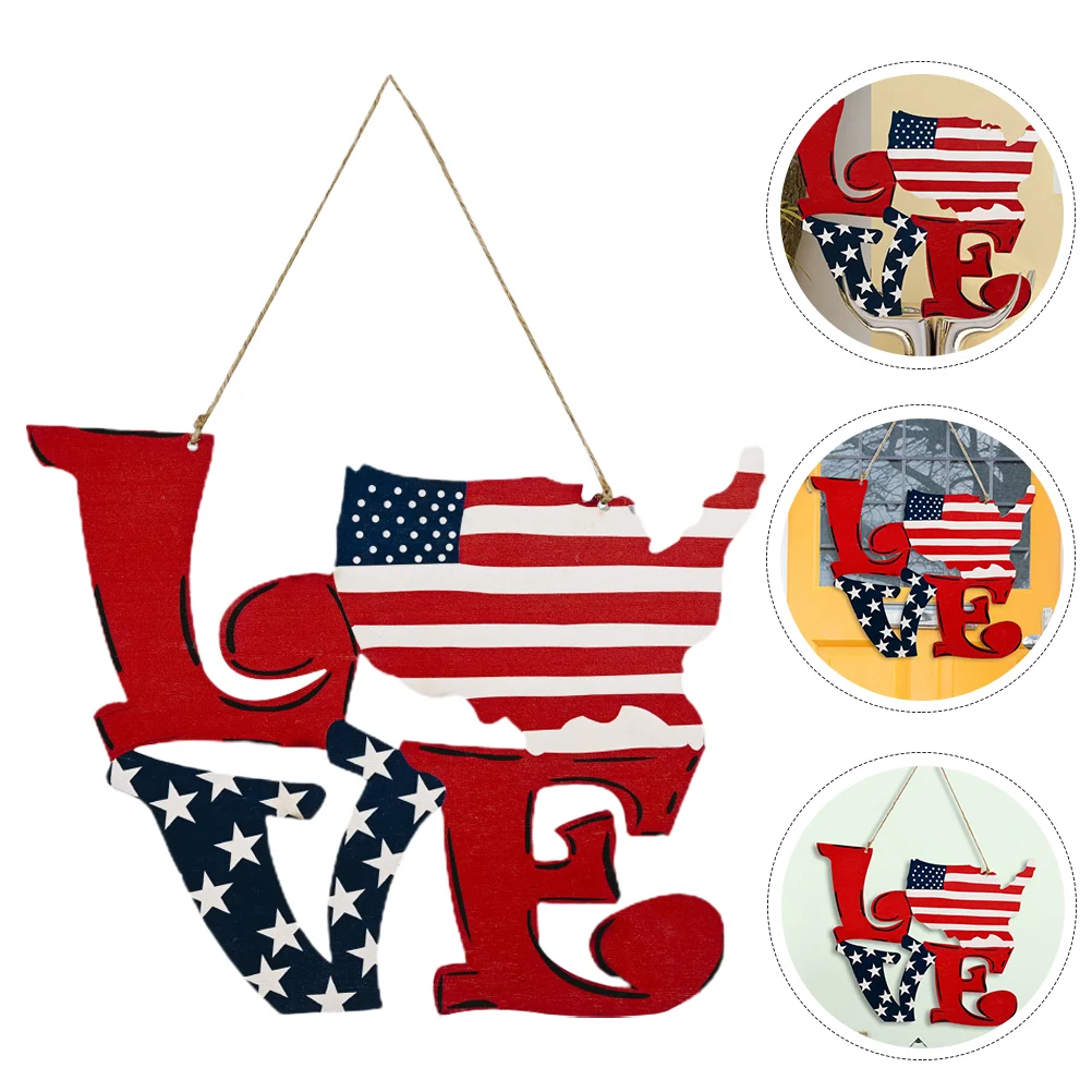 

1 Pc of Wall Decor Patriotic Pendant Wooden Ornament Independence Day Decor for Party Holiday