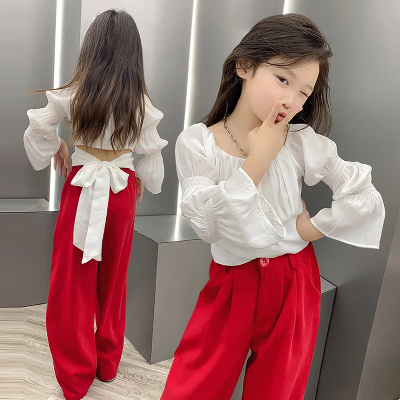 

Girls' one-shoulder short-sleeved 2022 summer new clothes children's foreign style puff-sleeved top off-the-shoulder T-shirt