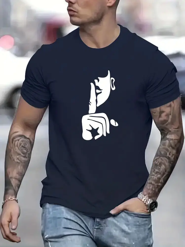 Футболка мужская с графическим принтом хлопковая тенниска круглым вырезом