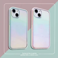 colorful soft edge gradient with high transparency phone case for iphone 13 12 mini 11 pro xs max x xr solid shockproof cover