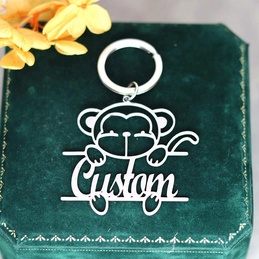 Нержавеющая сталь с гравировкой имени индивидуальный брелок изображением