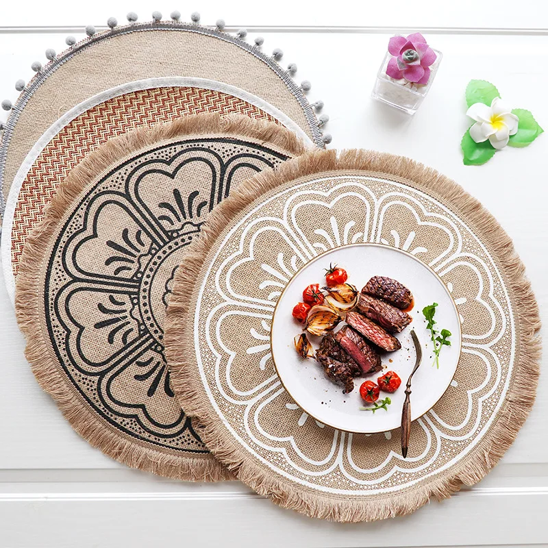 

INS Nordic Style Woven Coaster Dinner Mat Cotton Jute Thermal Insulation Pad Kitchen Accessories Home Decoration