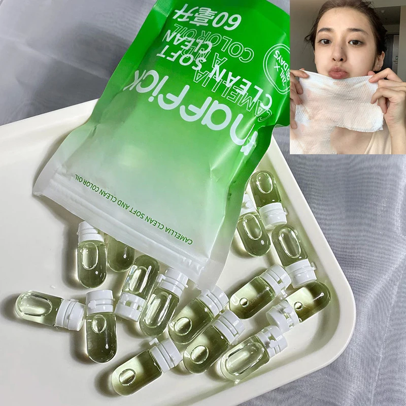 

30Pcs Camellia Cleansing Oil Makeup Remover Oil Deep Cleaning Skin Care Travel Portable Capsule Oil Makeup Remover Oil
