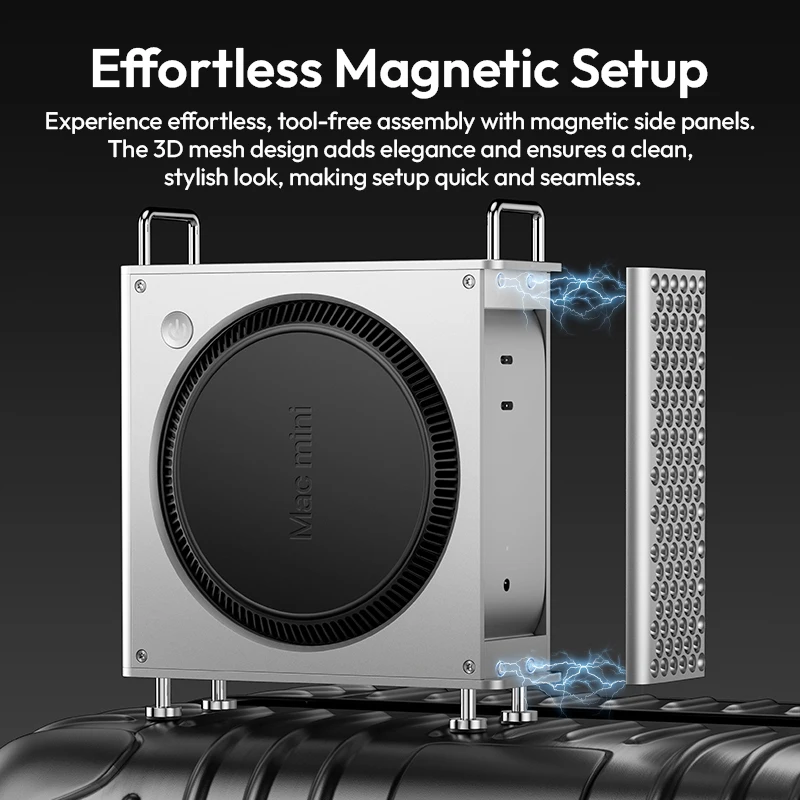 Фото Чехол Ulanzi QT01 из алюминиевого сплава для Mac Mini M4/M4 Pro с гладкой полой задней частью и быстрым охлаждением №4
