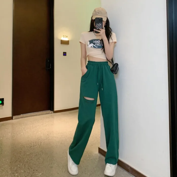 

A-образные Женские брюки повседневные универсальные удобные драпированные светильник кие свободные прямые с отверстиями