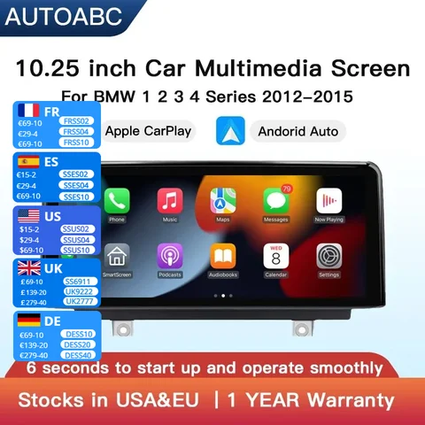 1920*720 Беспроводной мультимедийный дисплей CarPlay Android Auto с сенсорным экраном для BMW 1 2 3 4 серии F20 F21 F22 F30 F31 F32 F33