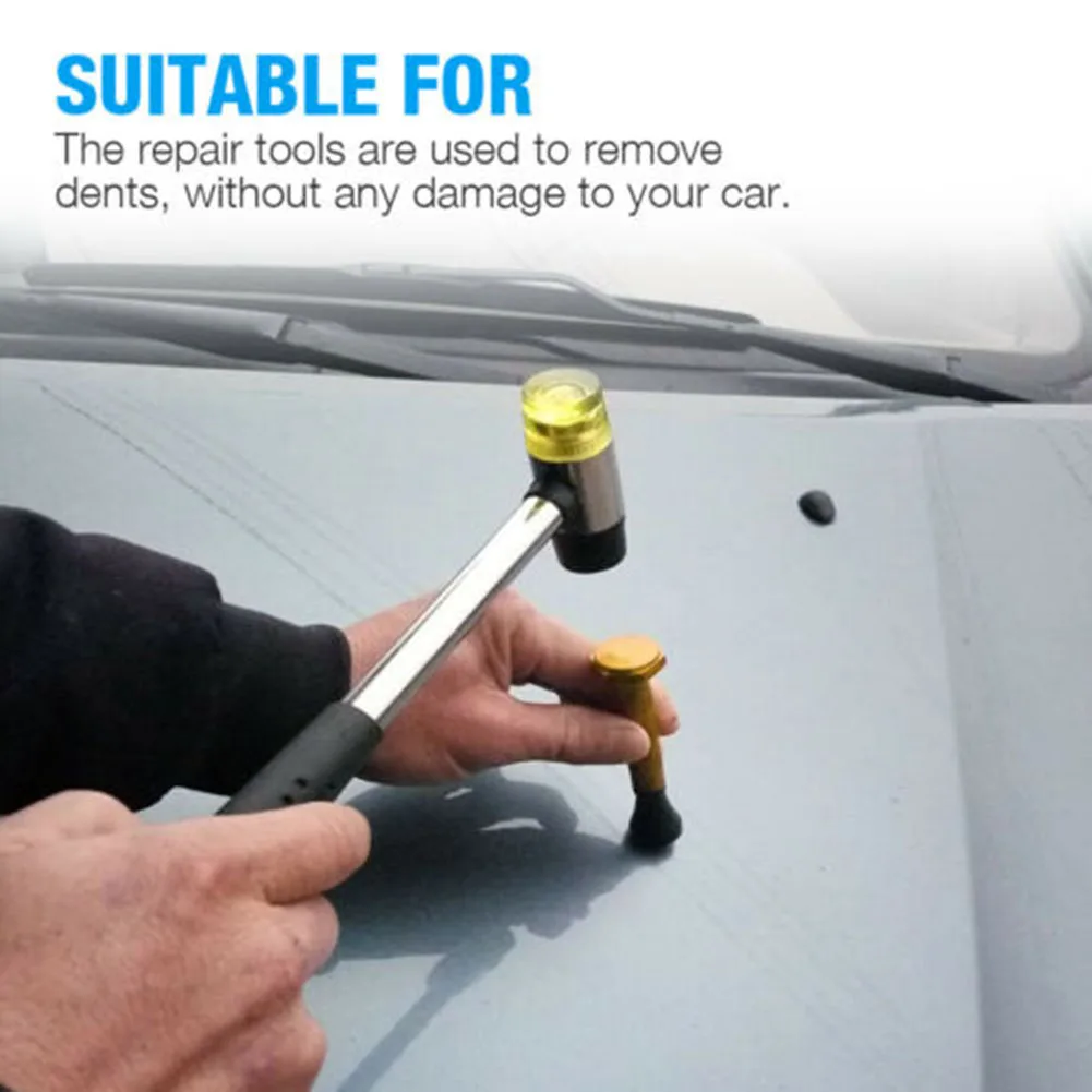 

Tool Dent Repair Kit 10pcs Aluminum Tap Down Car Tools Dent Removal Tool Rubber Hammer Environmental Protectionit