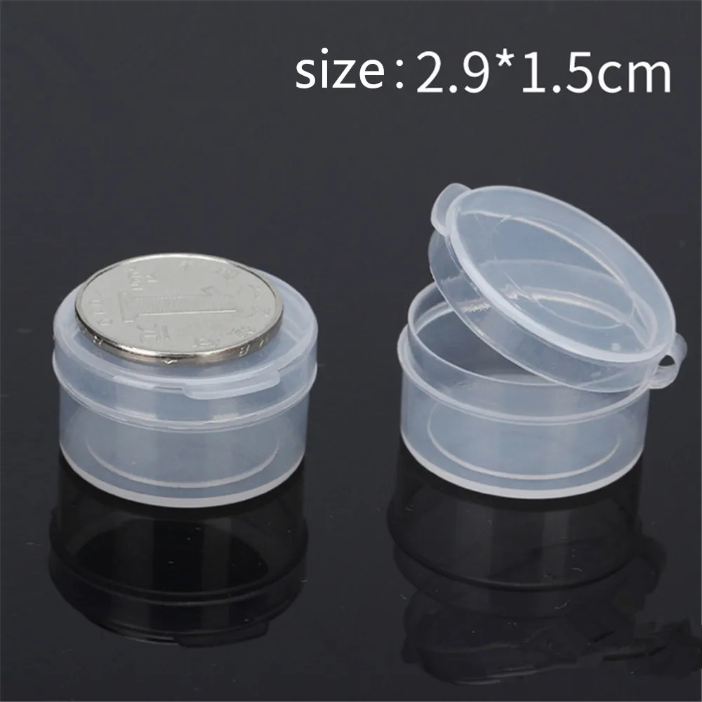 

100pcs/lot Small Round Clear Plastic Beads Storage Box Small Items Crafts Hardware Storage Container Case