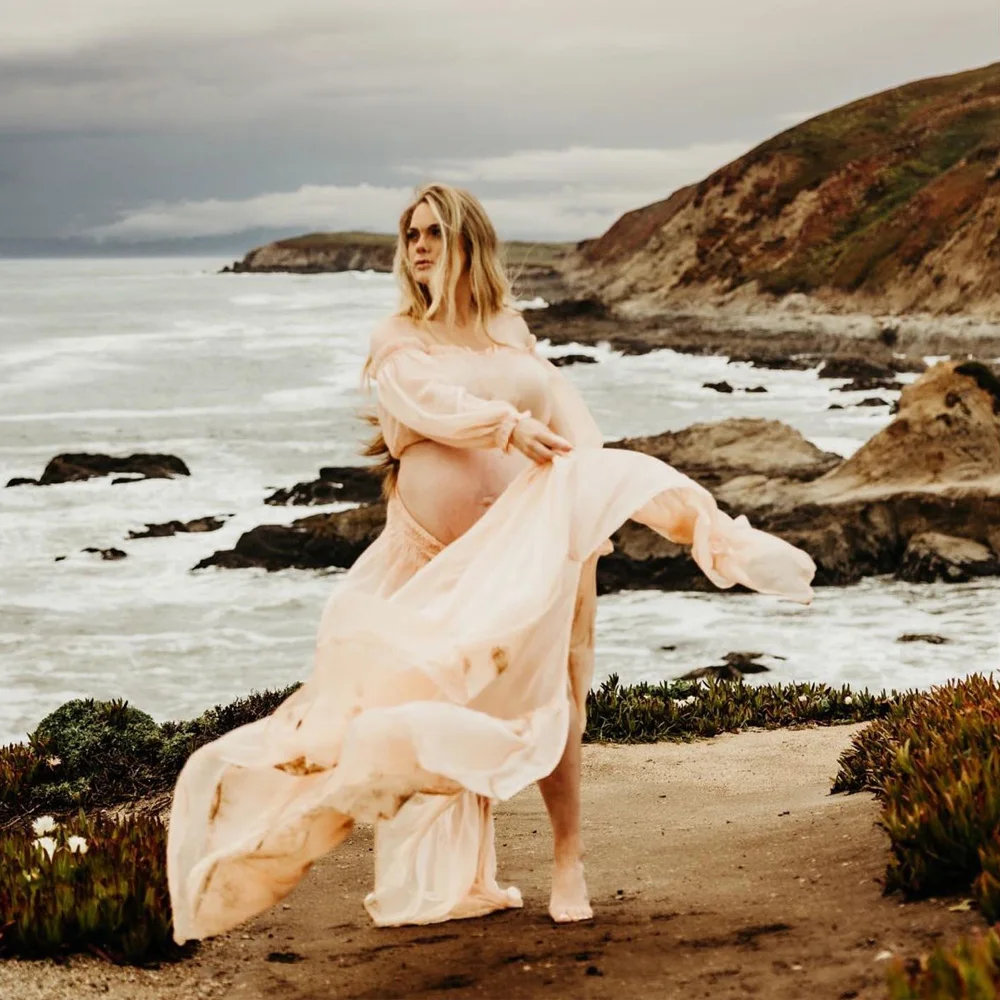 Платья для беременных детского душа шифоновое платье на одно плечо с длинным