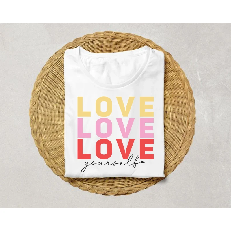 Красочные наклейки для переноса DTF Self Love одежда модная женская термопереносные