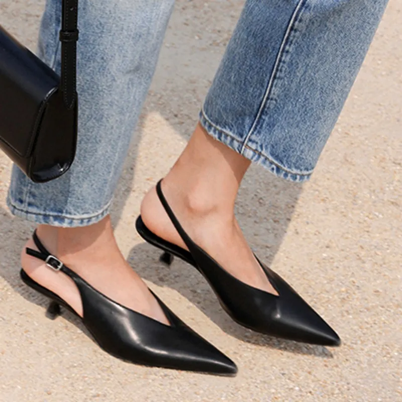 

Босоножки женские на среднем каблуке, пикантные туфли-лодочки, заостренный носок, модная классическая Повседневная обувь, лето 2023