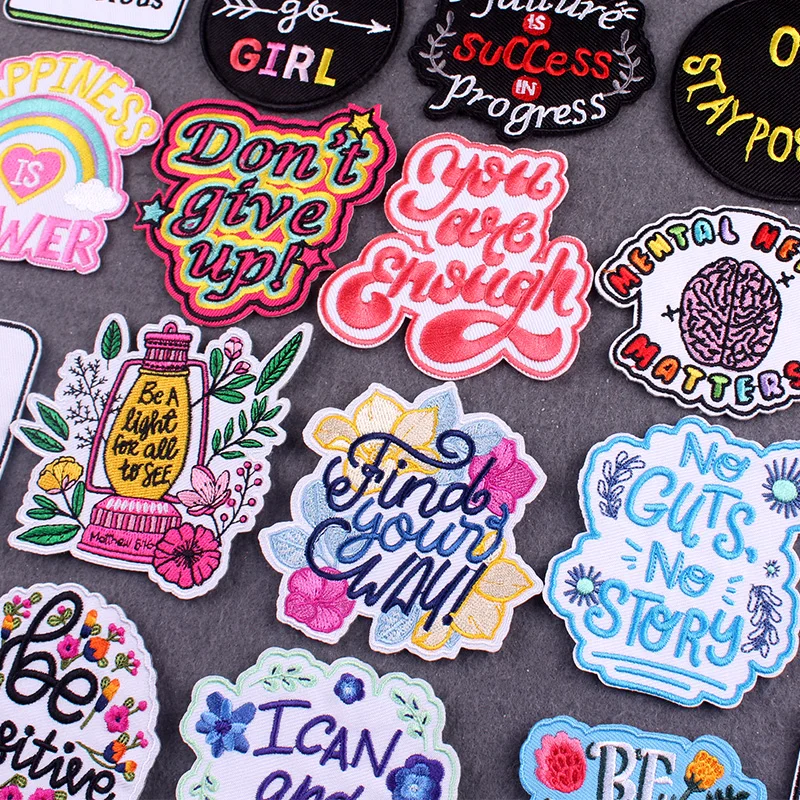 

Slogan Patches On Clothes DIY Hook Loop Badges Clothing Thermoadhesive Patches Stripes Feminism Embroidered Patch For Clothing