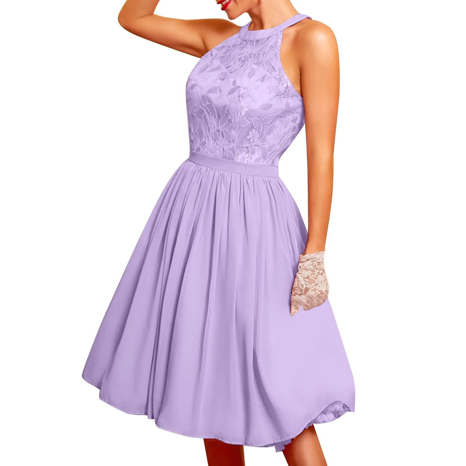 

Women Elegant Floral Chiffon A-line Party Dress Summer Fashion V-Neck Sleeveless Maxi Sundress Lady Halter Dresses Vestidos