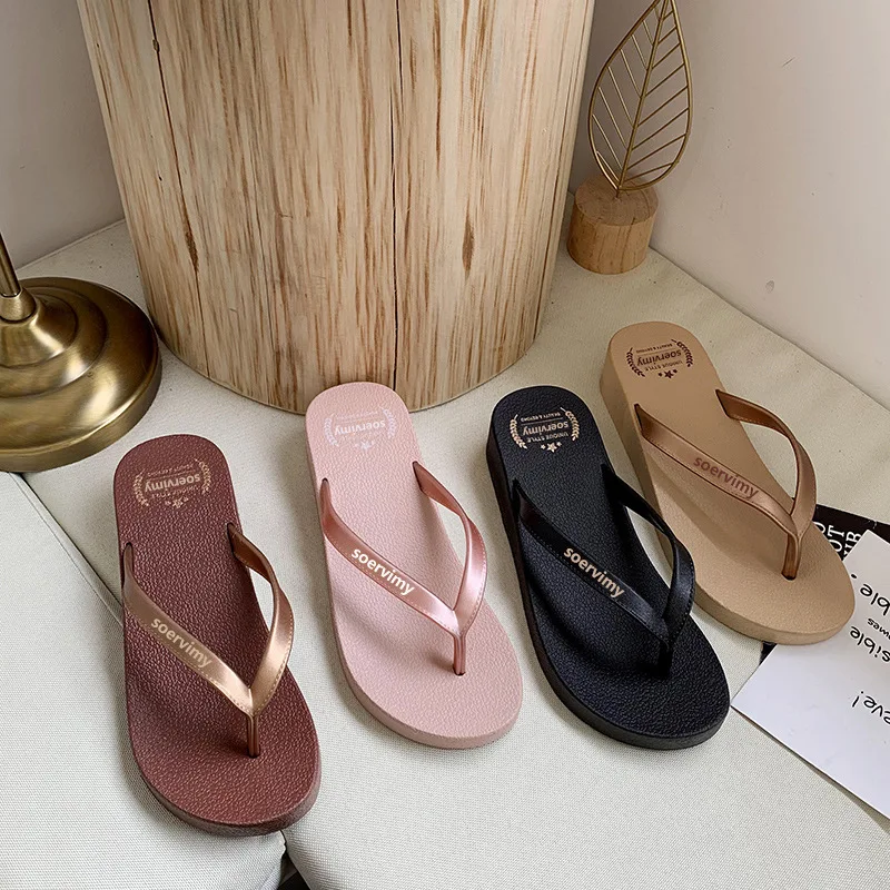 

Slippers Women Wear Wedge Heels Fashion Casual Summer Seaside Beach Shoes Waterproof Non-slip Foreign Trade Flip-flops