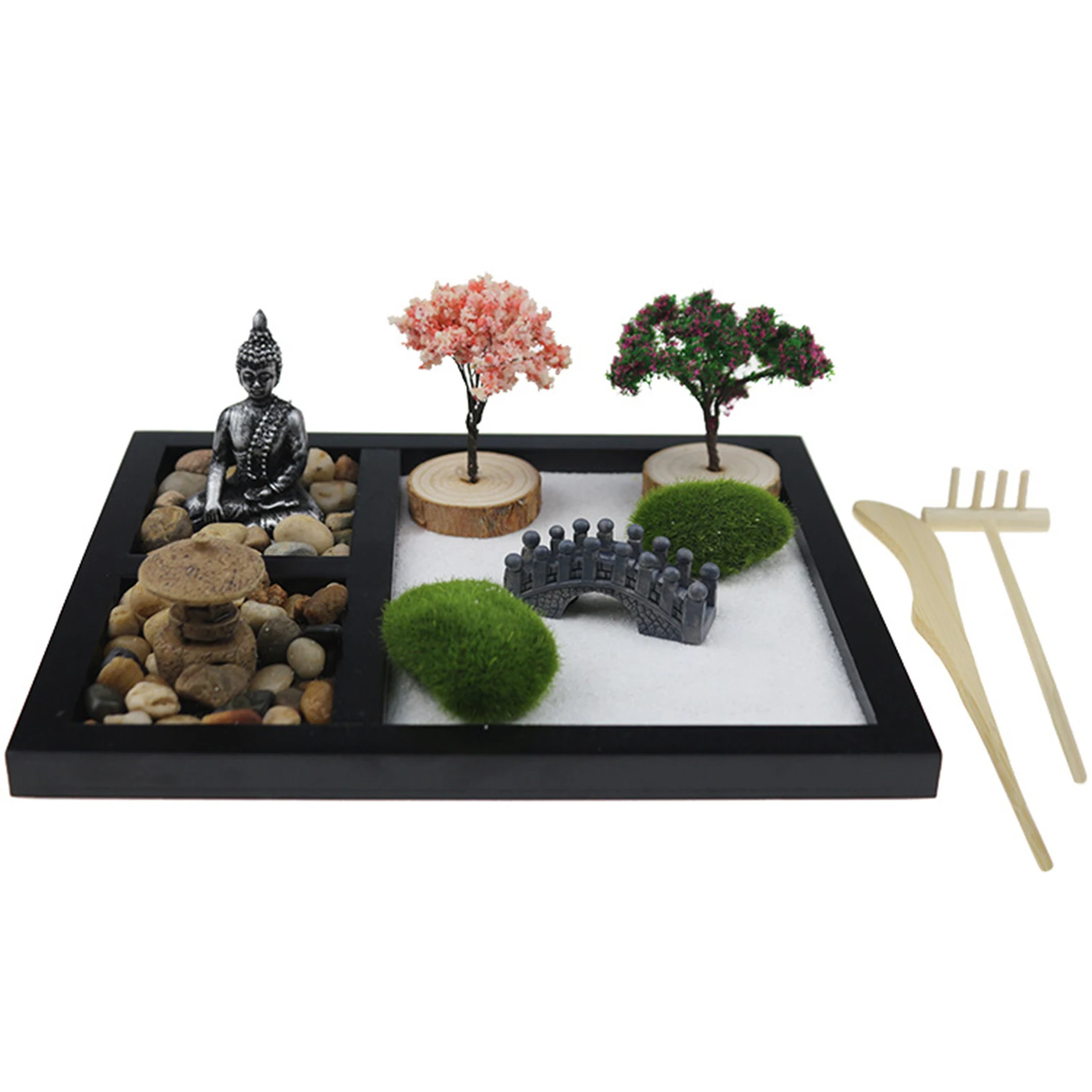 

Набор для йоги Zen Garden, статуя из натурального моста, предметы мебели, медитация, подарки «сделай сам», песочный шар с подносом, духовные кристаллы