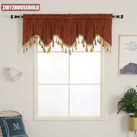 velvet curtains with tassels valance customize retro solid color luxury thick shading blackout short window curtains decoration