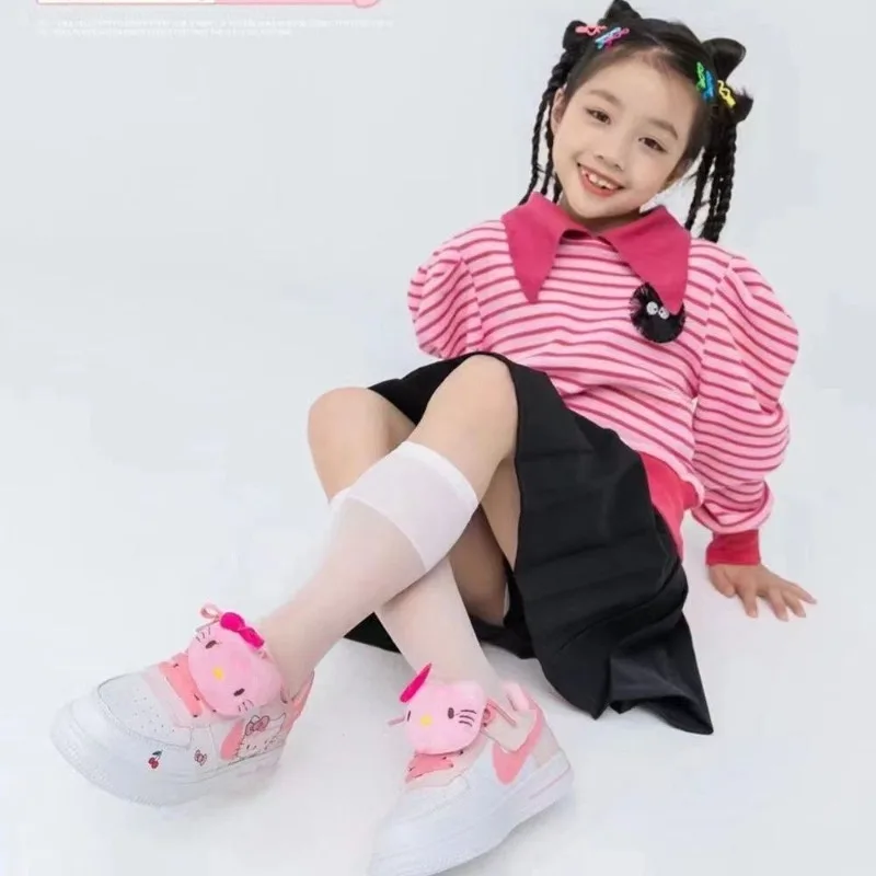 

Туфли для скейтбординга TAKARA TOMY 2023 с рисунком Hello Kitty для детей среднего и старшего возраста, Детская нескользящая обувь на плоской подошве для отдыха