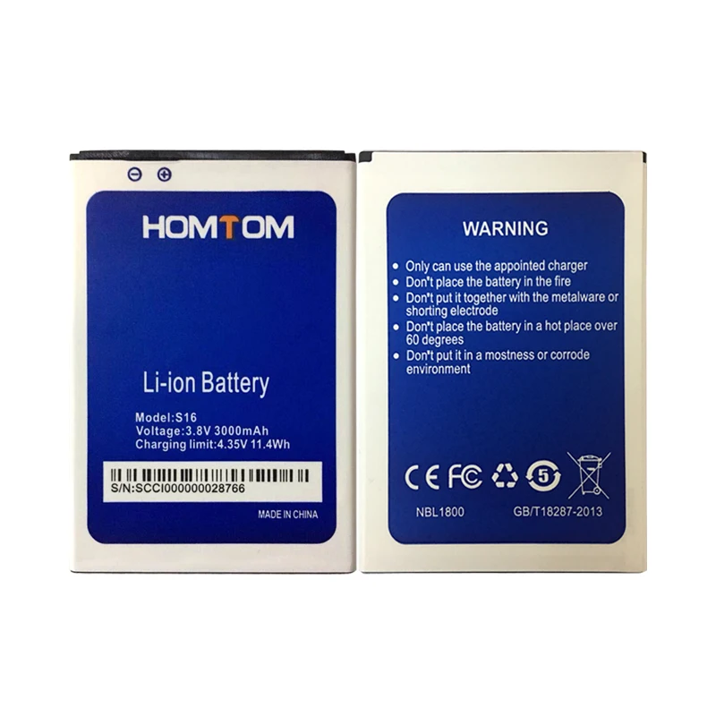 100% Original S16 Battery 3000mAh Replacement 5.5inch HOMTOM Mobile Phone | Batteries