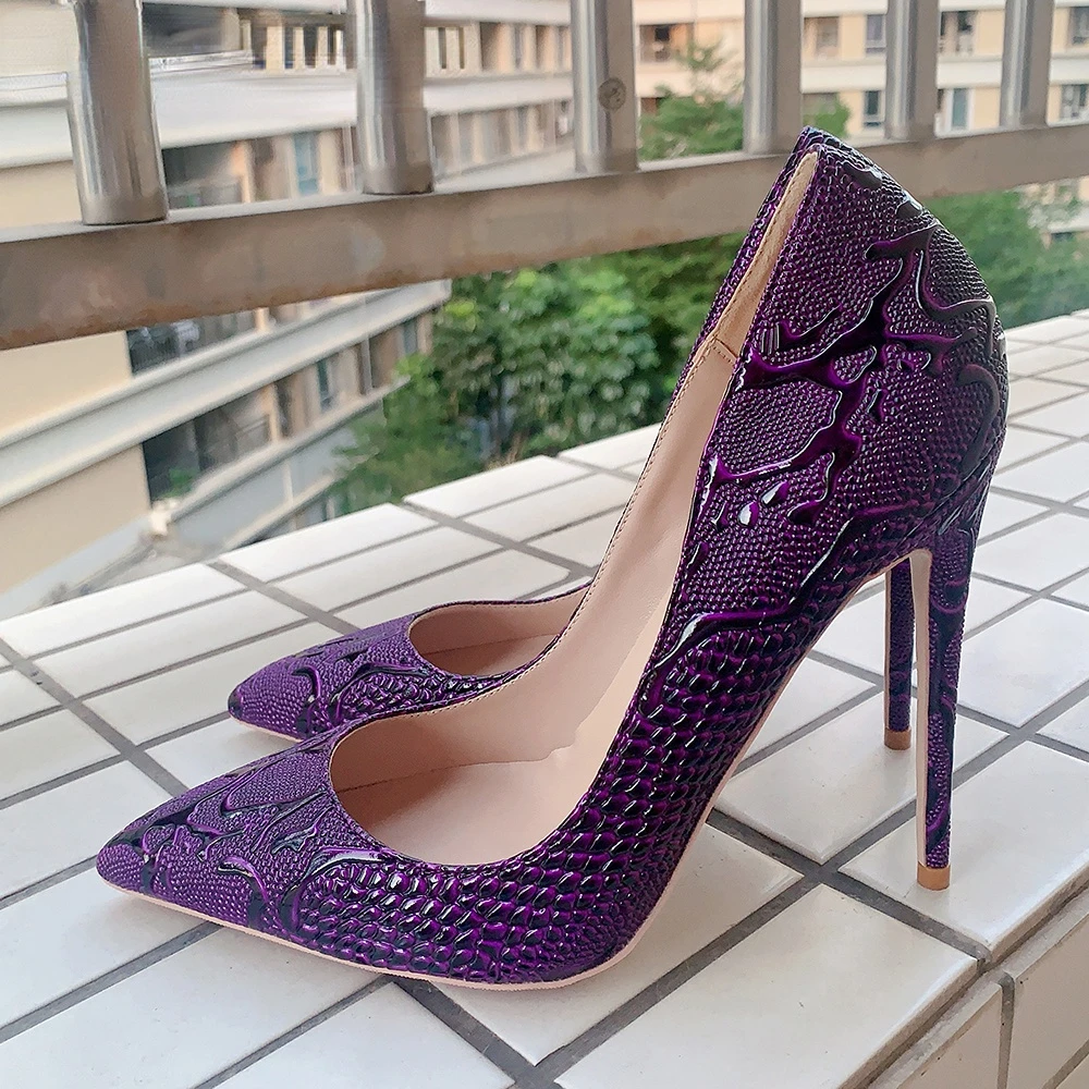 

Туфли-лодочки женские из лакированной кожи, заостренный носок, высокий каблук-шпилька, без застежки, вечерняя обувь, размер 46