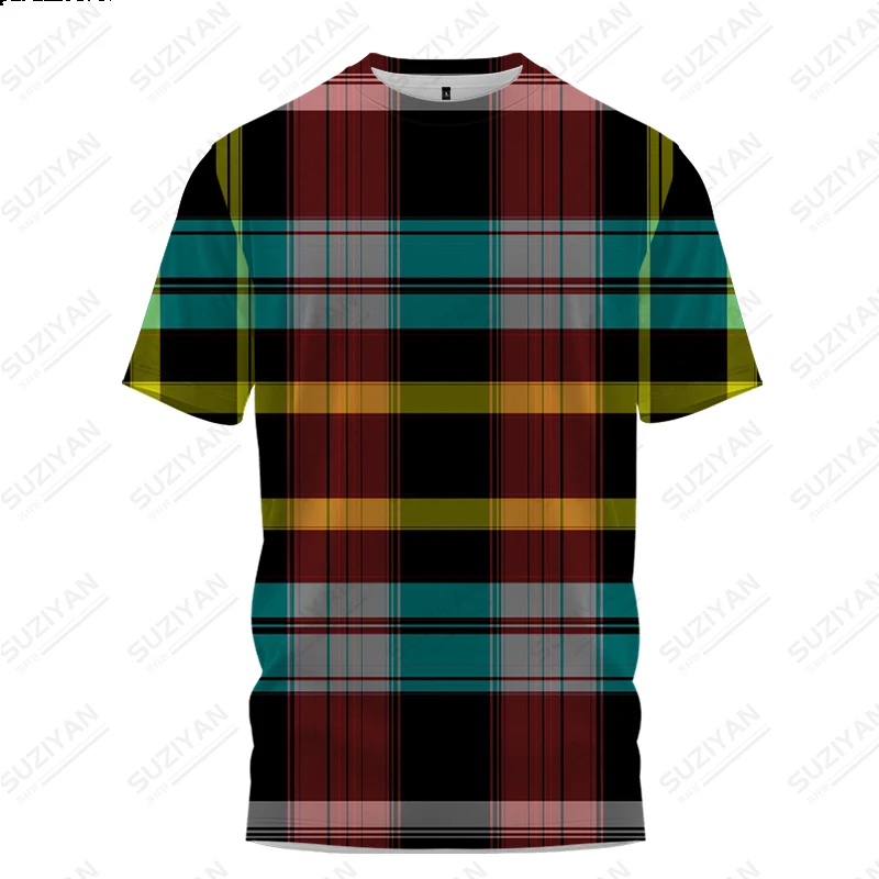 

2023NewFashion Summer Men's Short Sleeve T-shirt Simple 3D Funny Smiling Face Retro Plaid Print Loose Short Sleeve Crew Neck Top